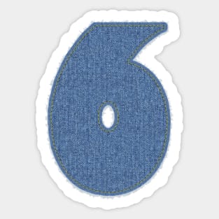 Number Six Blue Denim Sticker